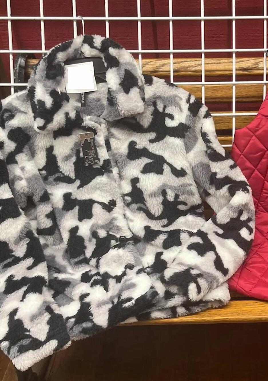 NEW ETHYL women's embark jacket in camo / black / white